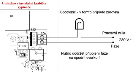 Umstno v instalan krabice msto pvodnho vypnae